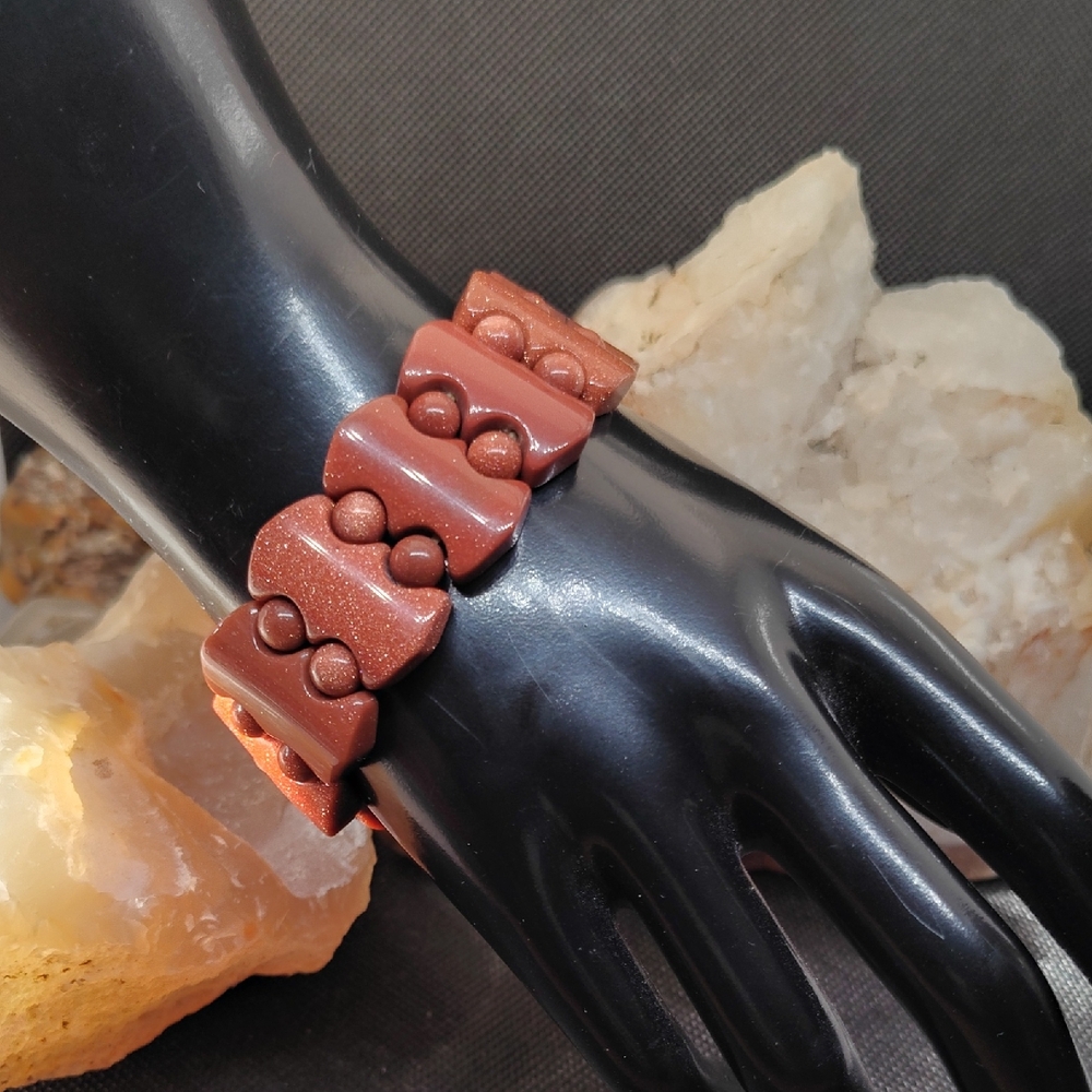 Vintage Goldstone Beaded Stretch Bracelet